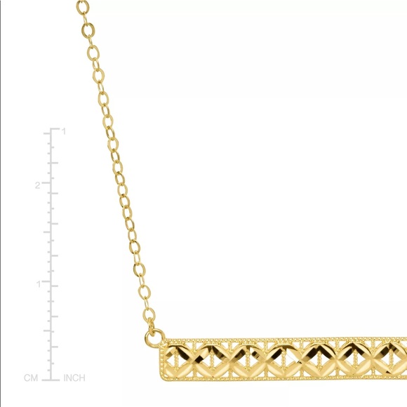 Horizontal Textured Bar Necklace in 10K Gold - Picture 3 of 3